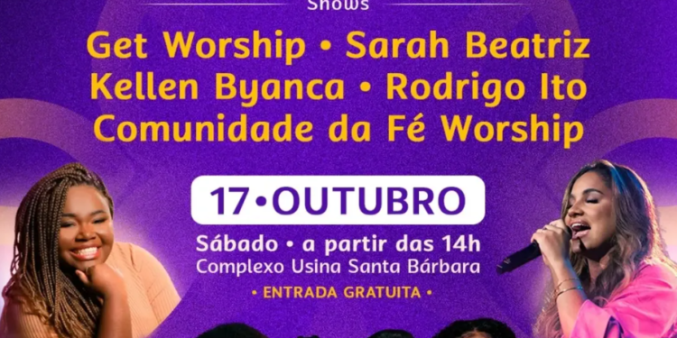 FÉstival 2026 terá Kellen Byanca, Sarah Beatriz e Get Worship em Santa Bárbara d’Oeste; entrada é gratuita